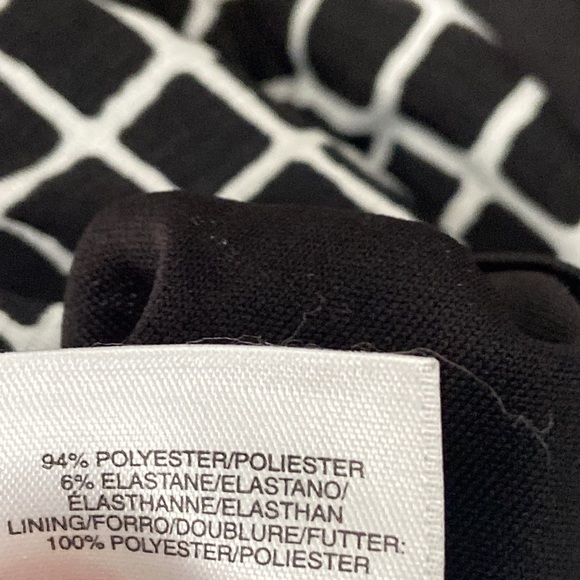 Nine West black with white printed squares draped on side midi dress - Picture 8 of 8